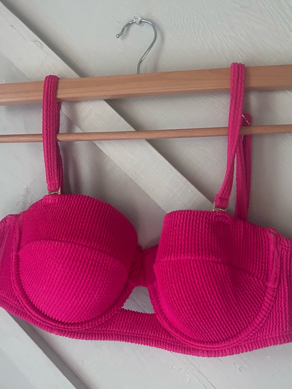 Shade & Shore Bright Pink Textured Bikini top
